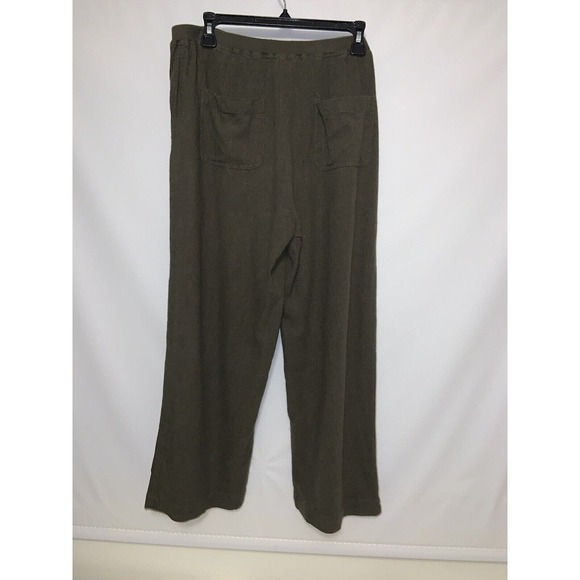 J. JILL Love Linen Women's Size Medium Green 100% LINEN Wide Leg Crop Pants - Picture 2 of 4